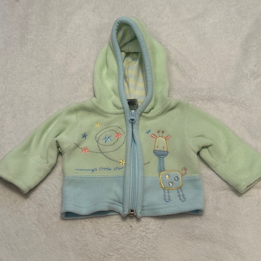 Carter's Infant Hoodie in Light Green and Cream